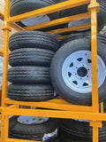 15' power-coated trailer wheel & tyres