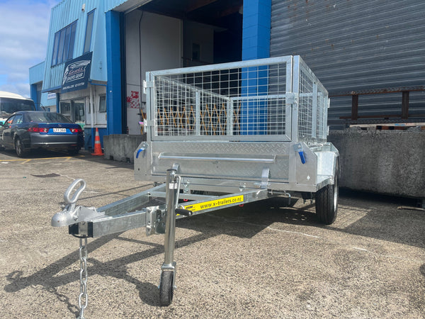 7x4 Single Axle Heavy Duty Tilt Trailer with cage (1000kg) GVM