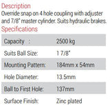 ALKO Coupling - Over Ride - 1 7/8in 2500KG - 7/8in Master Cylinde (614792PLNZ)