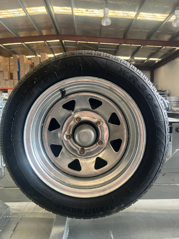 13" Galvanised Low Profile Trailer Wheels & Tyres 195/50R13C